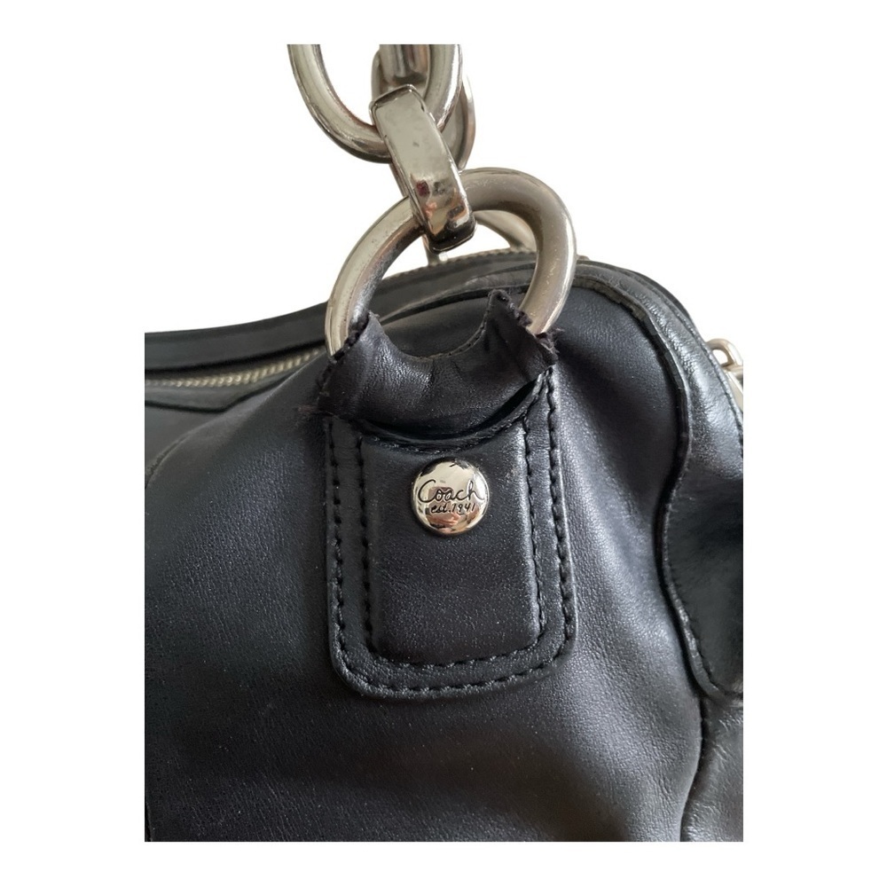 Coach Kristen Black Leather Satchel Shoulder Bag | Silver Hardware | Classic Des - Picture 4 of 11
